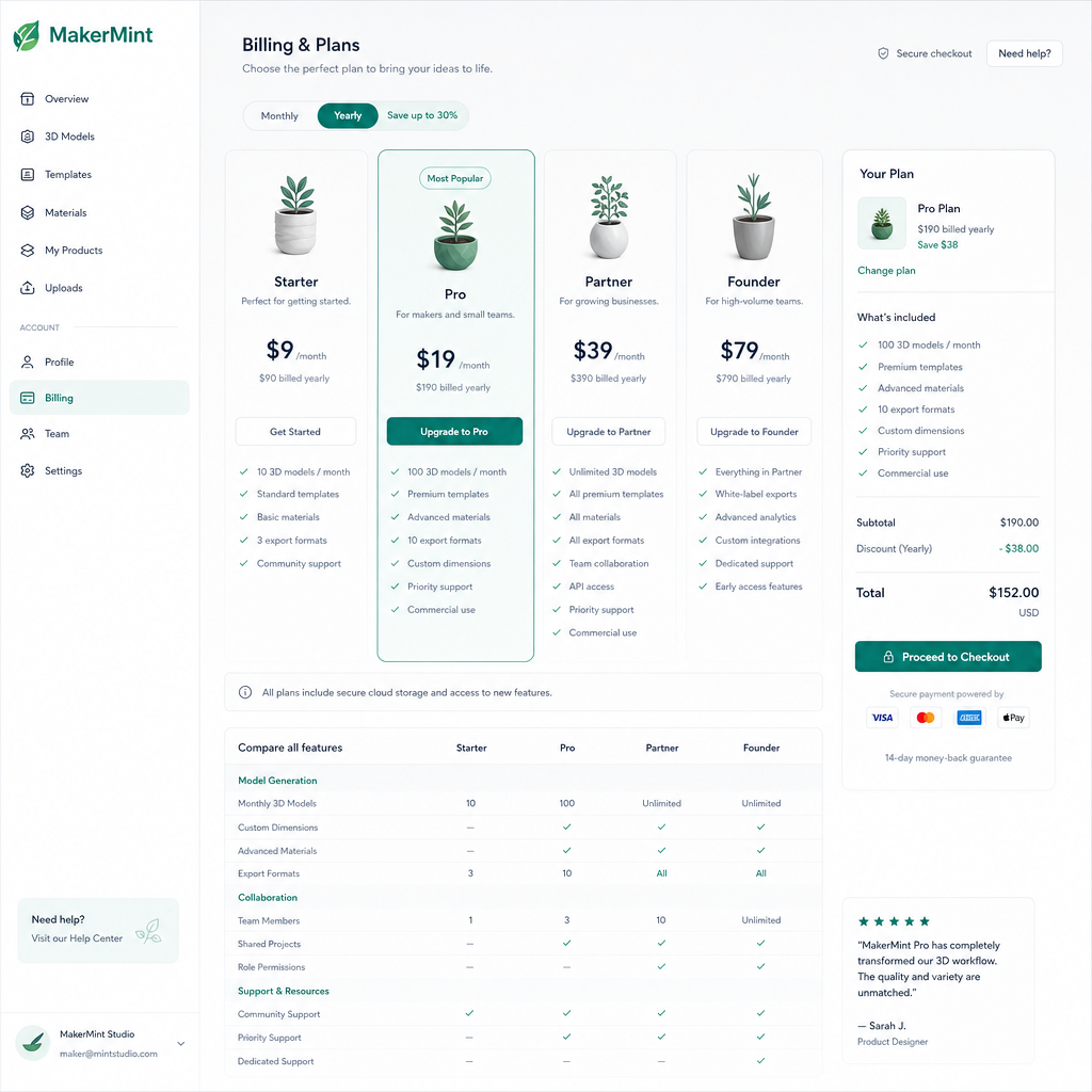 Billing Page screenshot